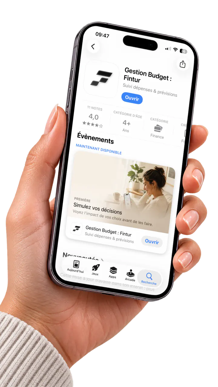 Application de gestion de budget Fintur sur iPhone
